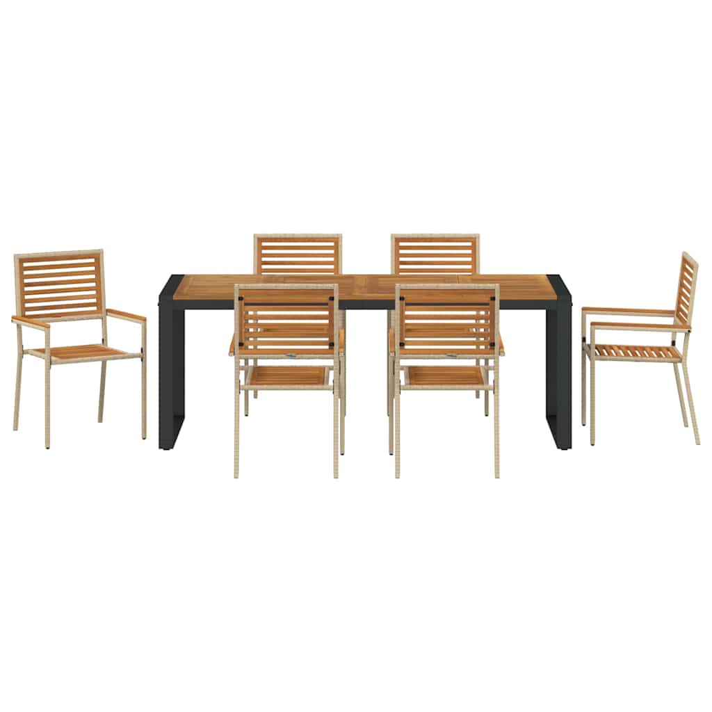 Garten Essgruppe 7 pcs Beige und Braun 200 x 80 x 75 cm